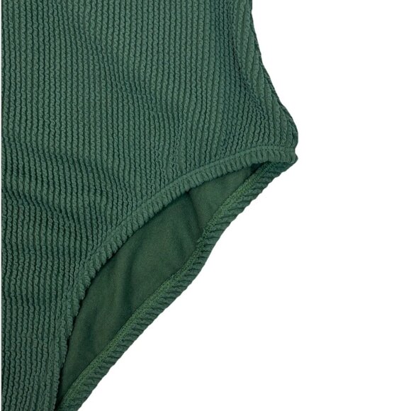π Kona Sol Pucker Textured One Piece Swimsuit Dark Green M 8-10 NWT Adjustable - Picture 7 of 11